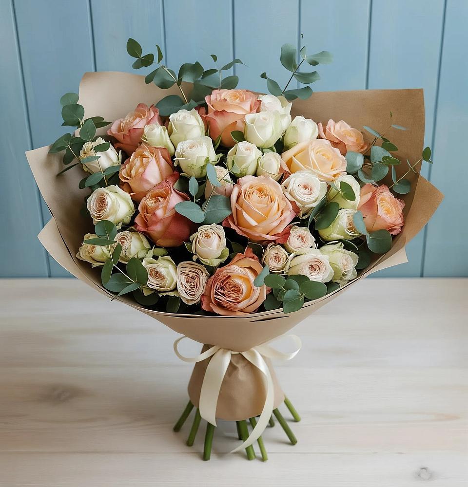 Букет цветов из: Альстромерии и Розы в Шохово