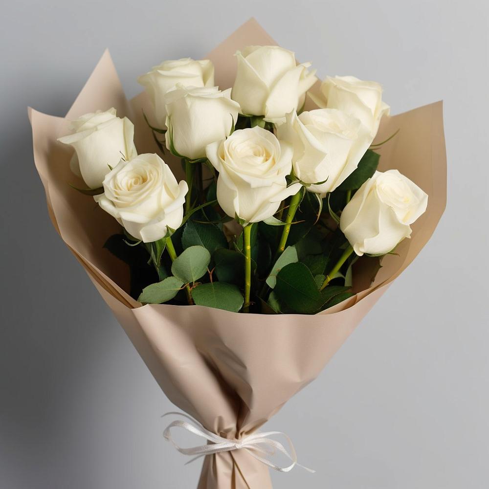 Букет 9 Белых роз Эдлесс Лав в Шохово