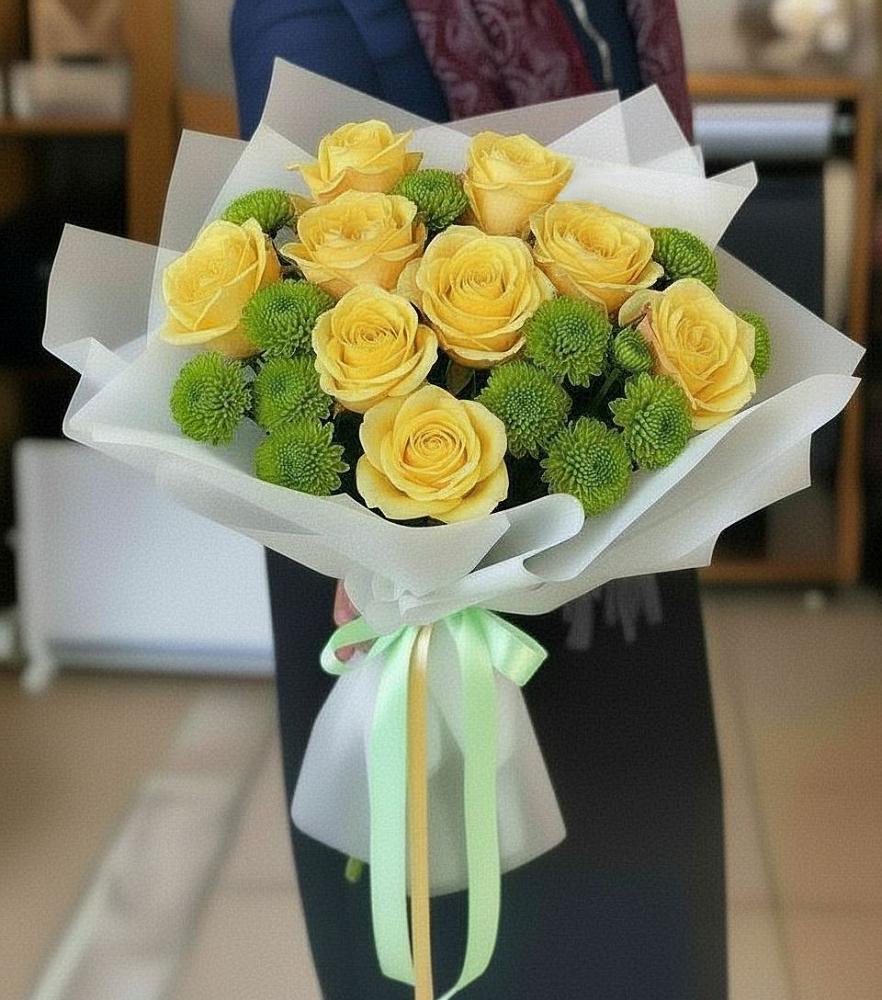 Букет цветов из: Хризантемы и Розы в Шохово