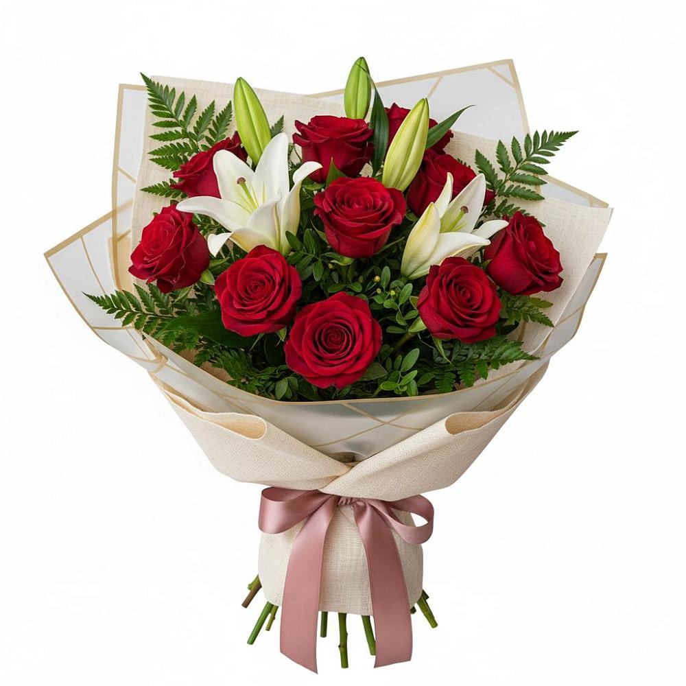 Букет цветов из: Лилии и Розы в Шохово