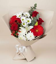 Букет цветов из:  Розы, Хризантемы, Герберы и Лилии в Шохово