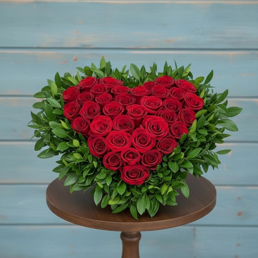 Цветочная композиция из Розы в виде сердца в Шохово