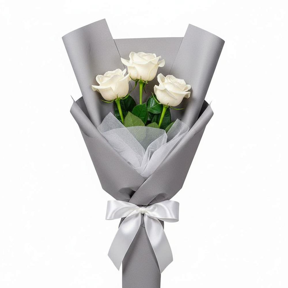 Букет 3 белые розы в Шохово