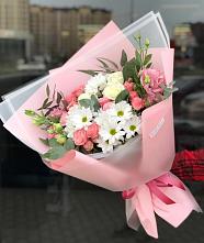 Букет цветов из:  Розы, Лизиантусы и Хризантемы в Шохово