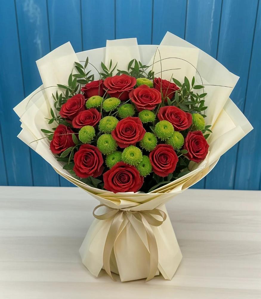 Букет цветов из: Розы и Хризантемы в Шохово