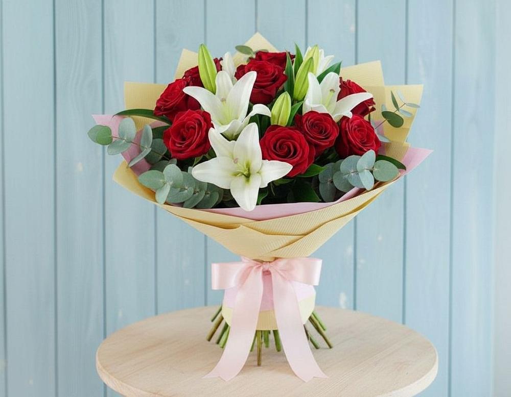 Букет цветов из: Лилии и Розы в Шохово